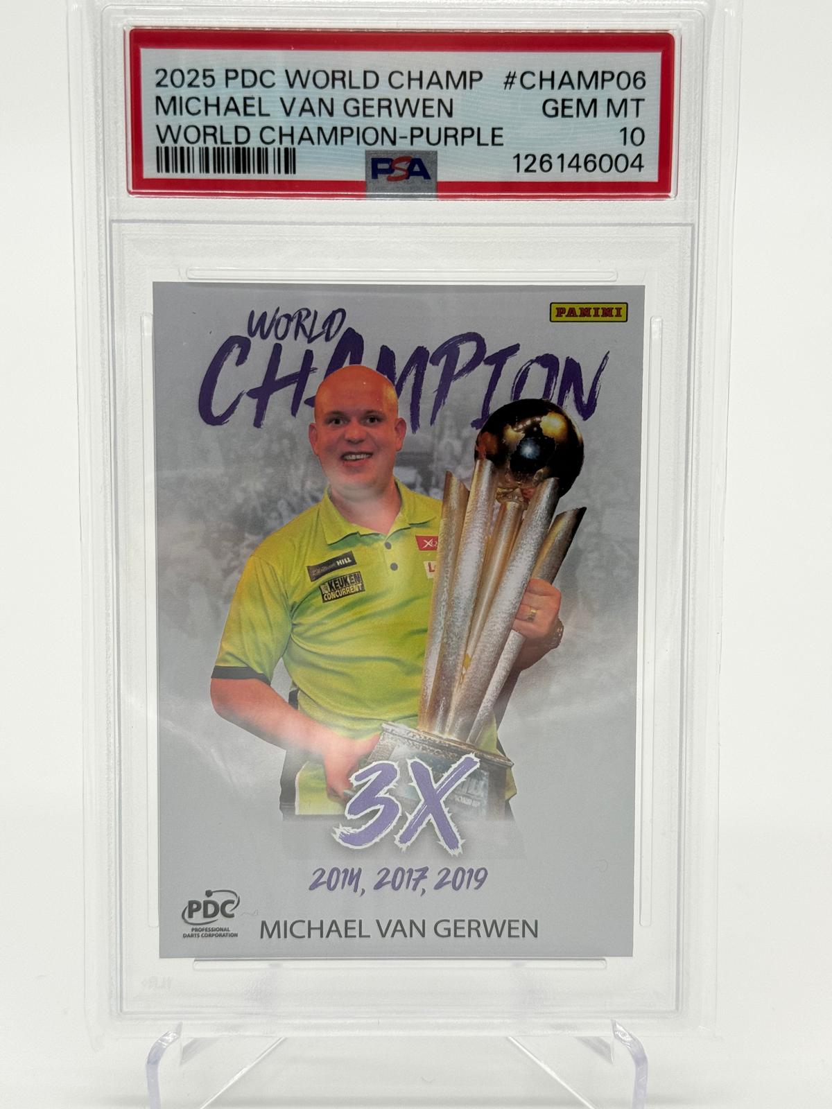 2025 Panini PDC Michael Van Gerwen World Champion /180 PSA 10