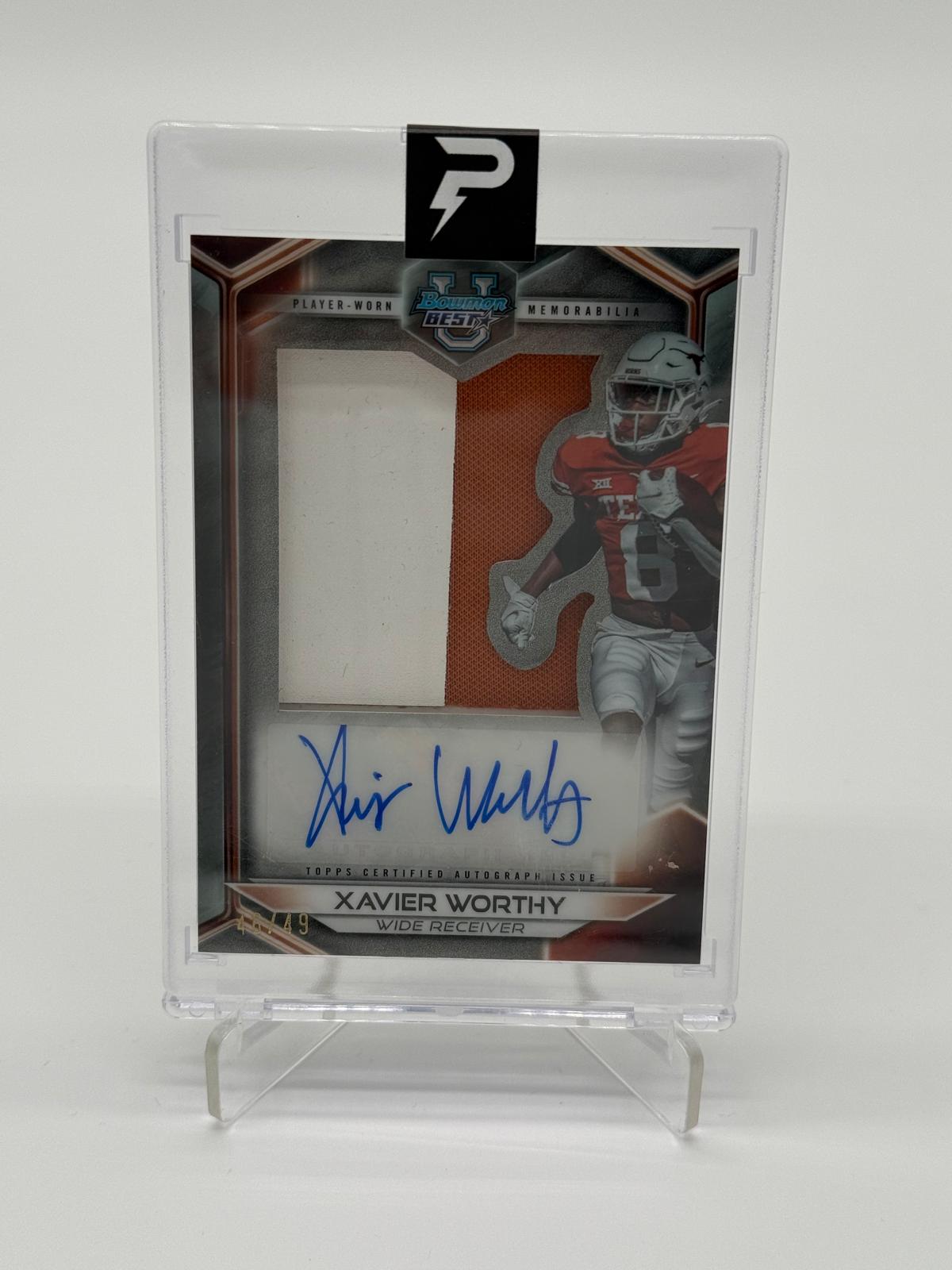 2023 Bowman Best University Xavier Worthy Player Worn Patch Jersey Auto 46/49