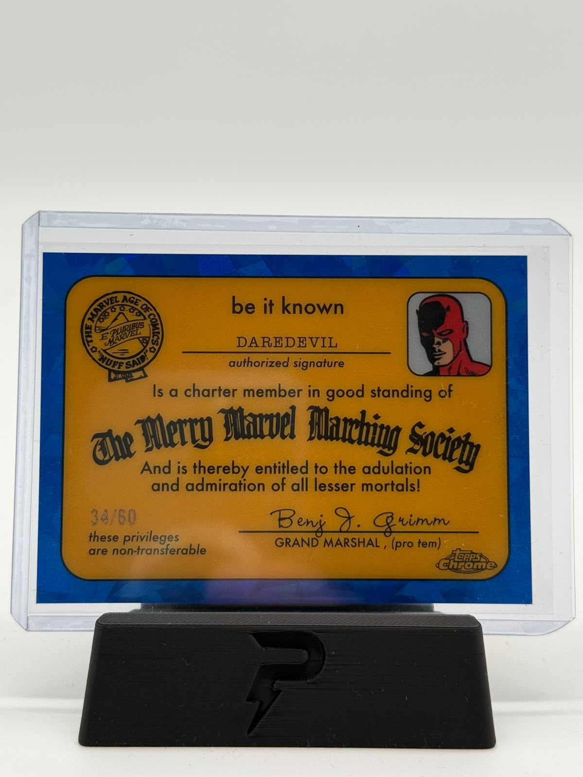 2025 Topps Marvel Sapphire Daredevil "The Merry Marvel Pledge" 34/60