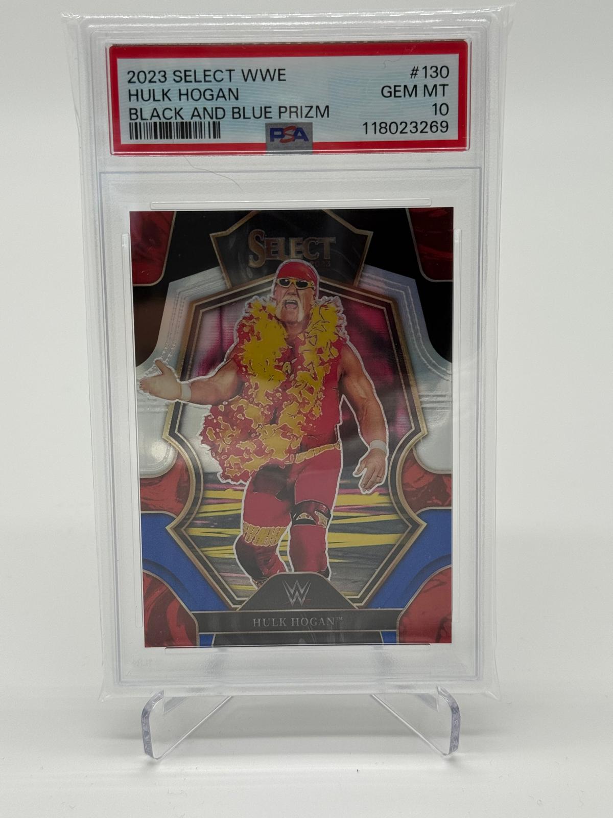 2023 Panini Select WWE Hulk Hogan Black and Blue Prizm 43/49 PSA 10