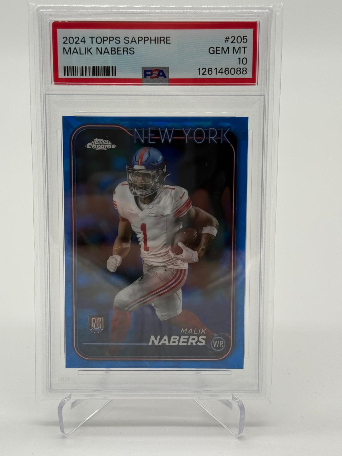 2024 Topps Chrome Sapphire Malik Nabers RC PSA 10