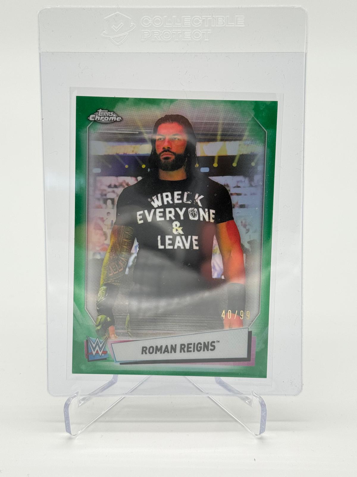 2021 Topps Chrome WWE Roman Reigns Green 40/99
