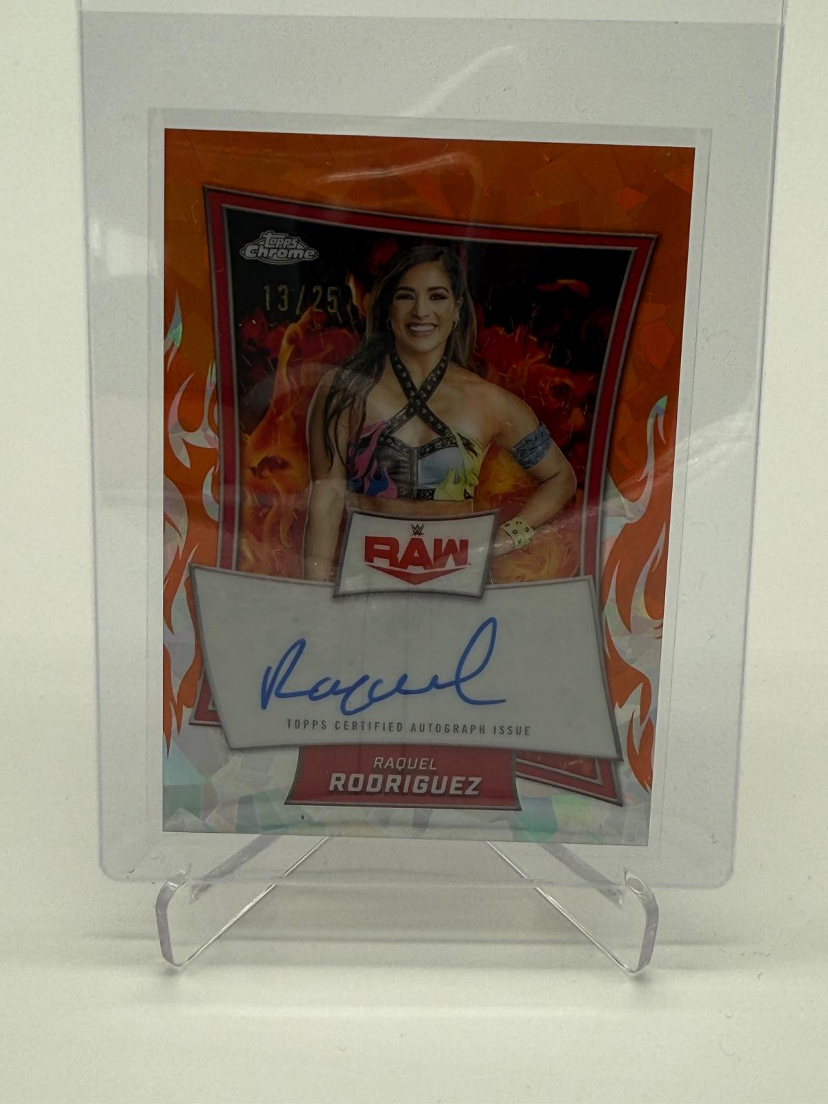 2025 Topps Chrome WWE Sapphire Raquel Rodriguez Red Brand Auto /25