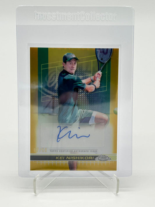 2024 Topps Chrome Tennis Kei Nishikori Auto /50 Gold