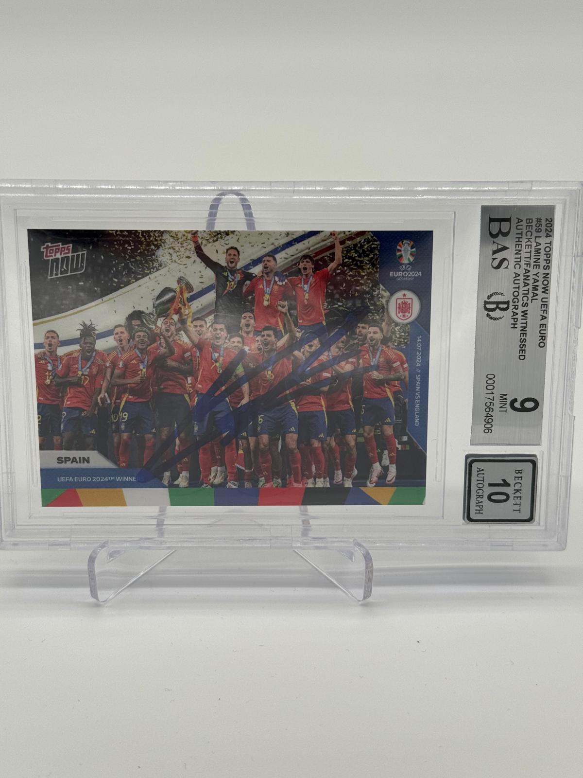 2024 Topps Now UEFA Euro Lamine Yamal On Card Auto BGS 9 Auto 10