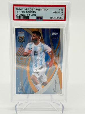 2024 Topps Lineage Argentina Sergio Aguero /25 Orange Tango PSA 10