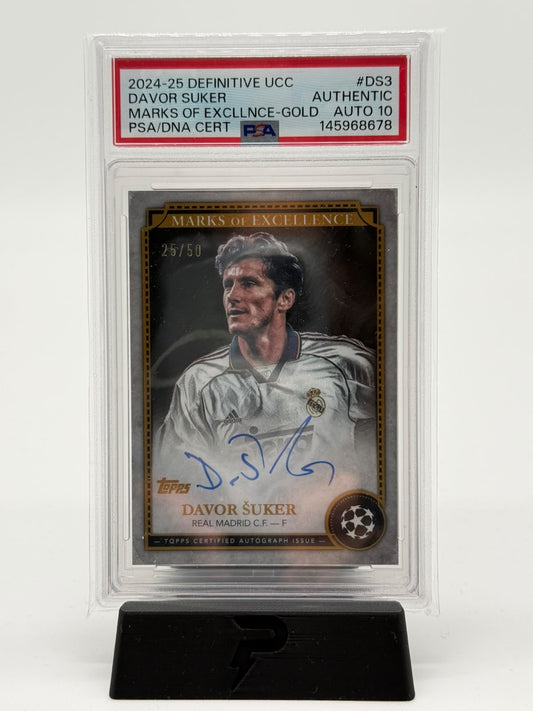 2024-25 Topps Definitive UCC Davor Suker MOE Auto 25/50 PSA 10
