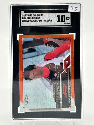 2023 Topps Chrome F1 - Carlos Sainz Orange Wave Refractor /25 SGC 10