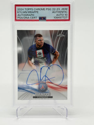 2024 Topps Chrome PSG Kylian Mbappe Auto /99 PSA AUTH AUTO 10