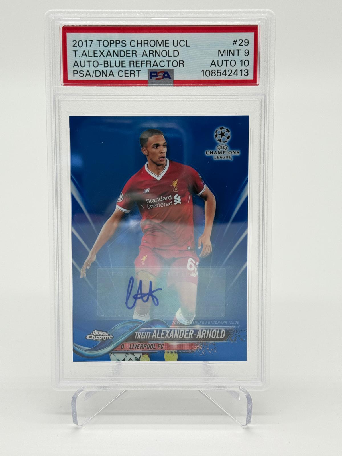 2017 Topps Chrome UCL Trent Alexander Arnold RC Auto Blue /150 PSA 9 Auto 10
