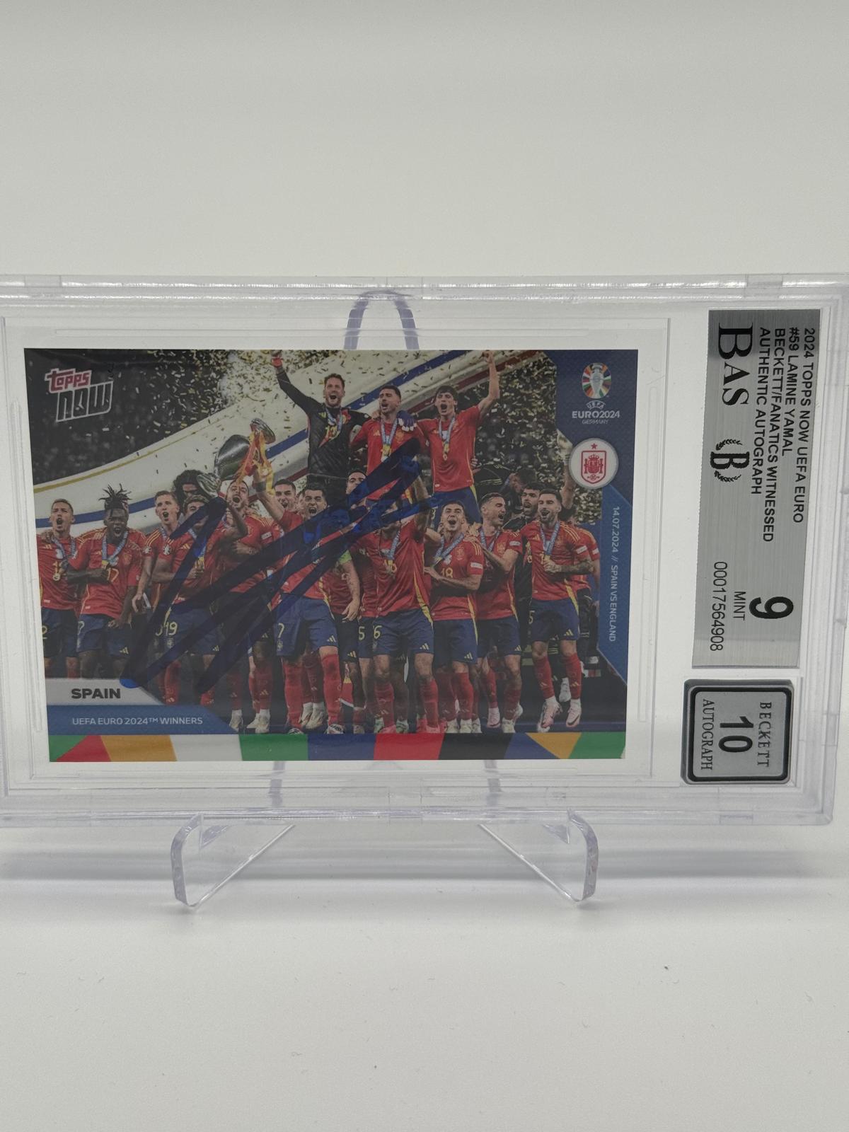 2024 Topps Now UEFA Euro Lamine Yamal On Card Auto BGS 9 Auto 10
