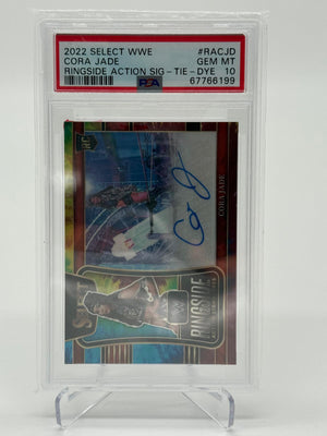 2022 Panini Select WWE Cora Jade Ringside Action Signature Tie-Dye 10/25 PSA 10