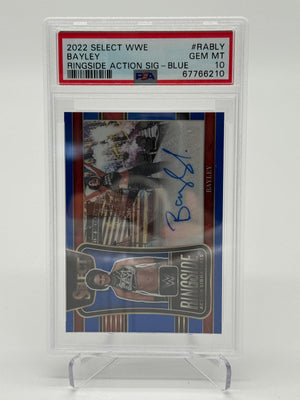 2022 Panini Select WWE Bayley Ringside Action Signature Blue 11/49 PSA 10