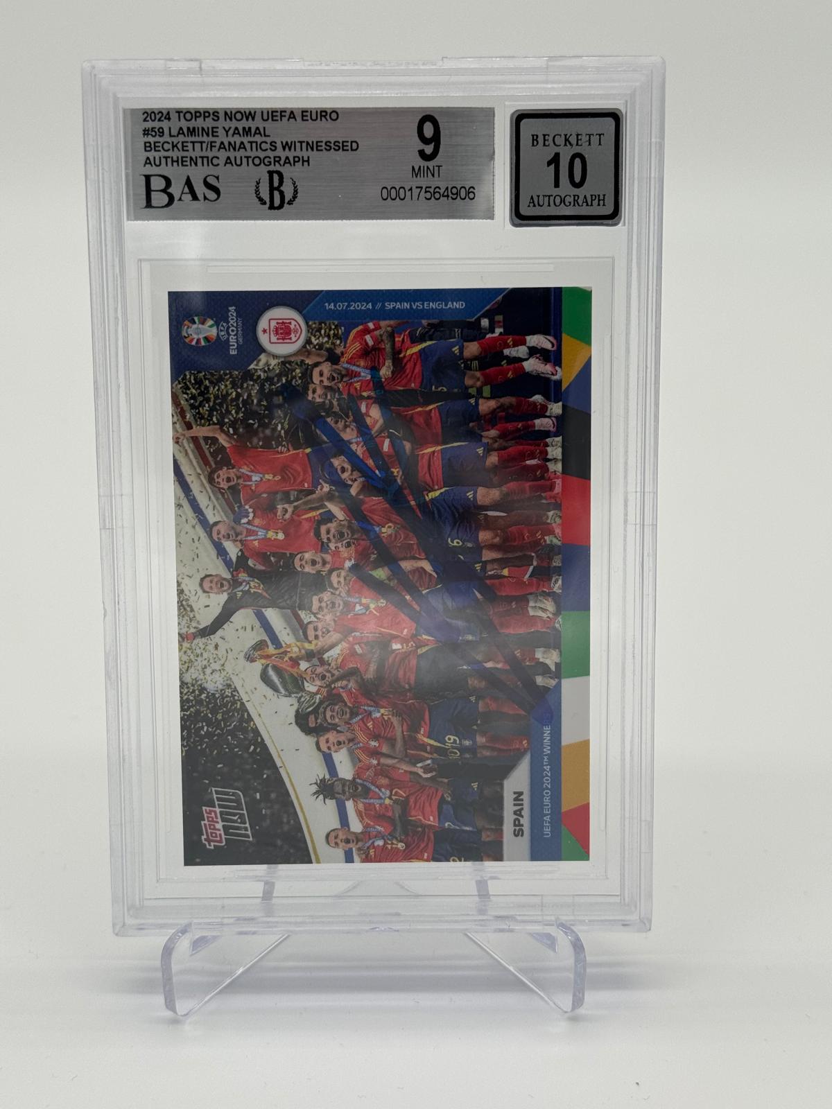 2024 Topps Now UEFA Euro Lamine Yamal On Card Auto BGS 9 Auto 10
