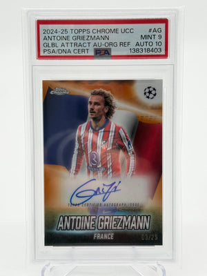 2024-25 Topps Chrome UCC Antoine Griezmann Autogramm 03/25 PSA 9/10