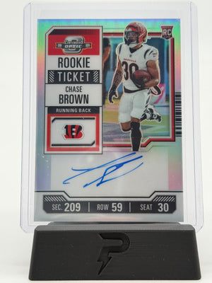 2023 Panini Contenders Chase Brown Rookie Ticket Auto Refractor
