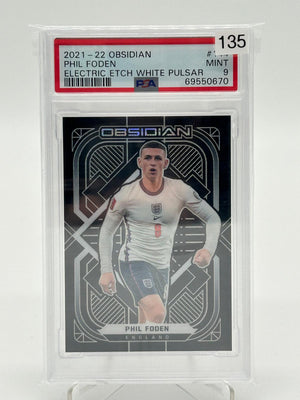 2021-22 Panini Obsidian - Phil Foden Electric Etch White Pulsar /11 PSA 9