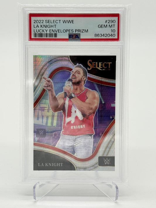 2022 Panini Select WWE LA Knight Lucky Envelopes Prizm 5/8 PSA 10