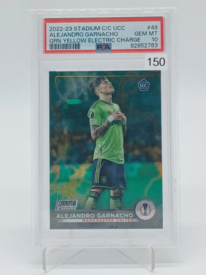 2022-23 Topps UCC Stadium Club Chrome Alejandro Garnacho Green Yellow Electric /125 PSA 10 #49
