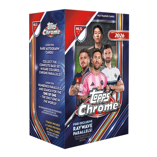 Topps Chrome MLS 2026 Value Box mit Fußball Sammelkarten