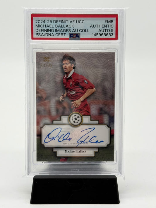 2024-25 Topps Definitive UCC Michael Ballack Auto 23/25 PSA 9