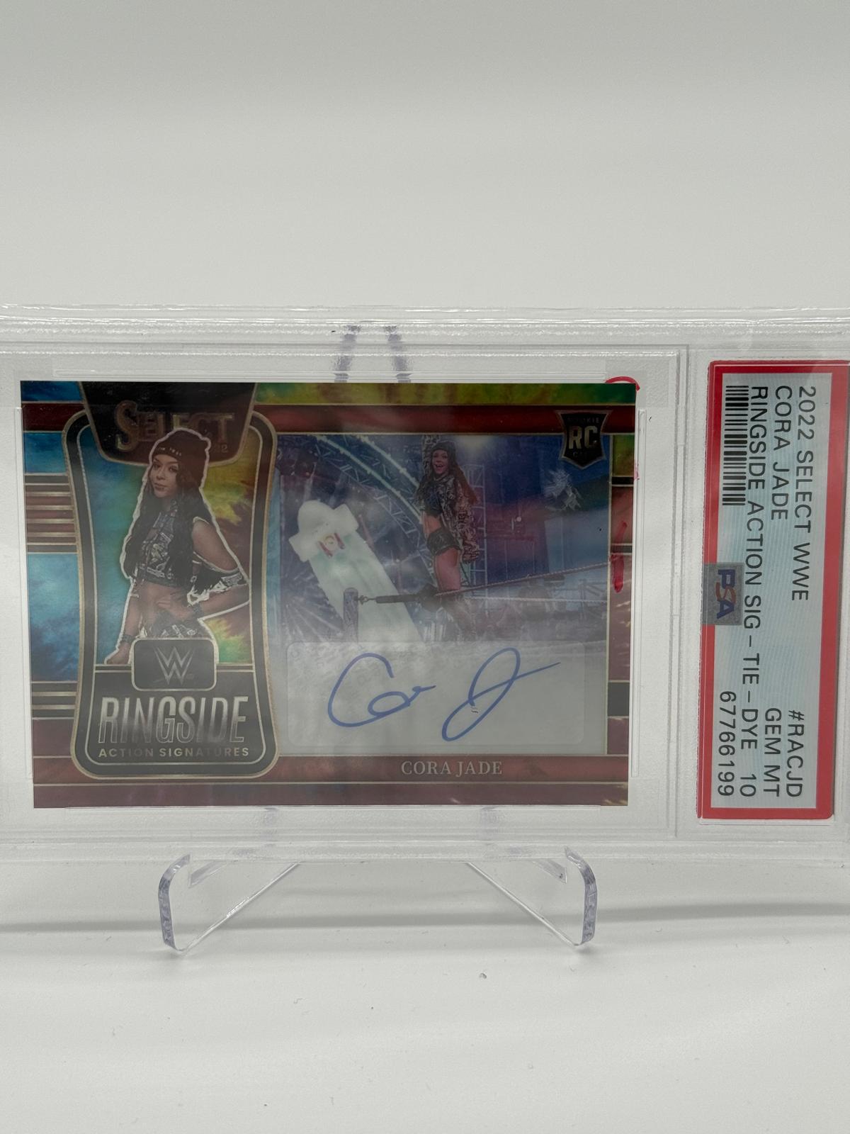 2022 Panini Select WWE Cora Jade Ringside Action Signature Tie-Dye 10/25 PSA 10